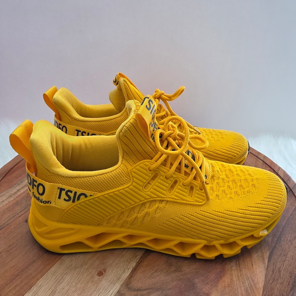 TSIODFO Yellow Knit Blade Sneakers  Tag 39.5 FITS LIKE WOMEN'S 7.5 ‎ Knit Upper